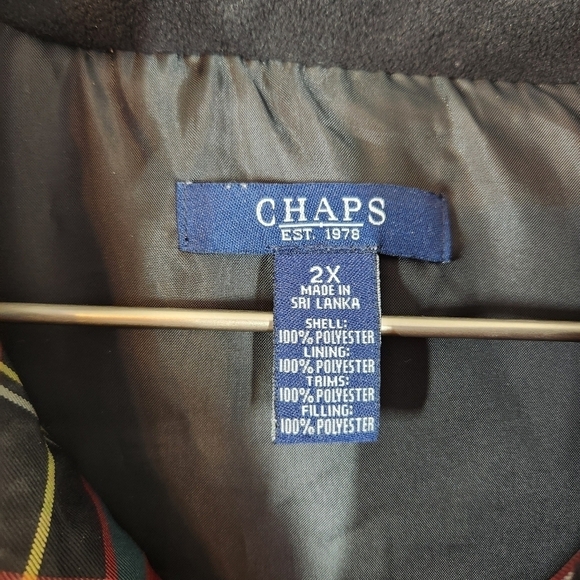 Chaps Check Plaid Puffer Vest Front Full Zip Winter Jacket, sz 2XL - Picture 3 of 4